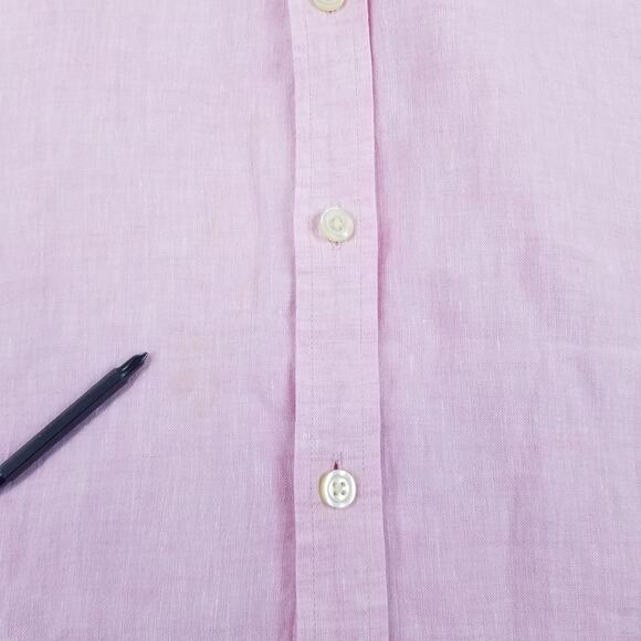 Orvis Shirt Mens Medium Pink 100% Linen Short Sleeve Button Front Summer Casual - Picture 6 of 11